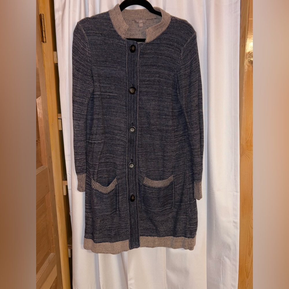 J. Jill Blue and Tan Cardigan Sweater